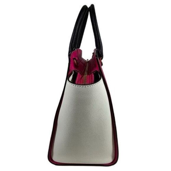 MICHAEL KORS Black White Hot Pink Selma Handbag Satchel Purse Large Colorblock - Picture 6 of 16